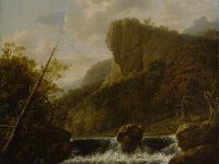 GG 769  GG 769, Pascha Johann Friedrich Weitsch (1723-1803), Landschaft mit Wasserfall, 1795, Leinwand, 55 x 47 cm   55x47 cm : Landschaft
